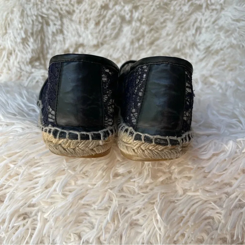 Palomitas by Paloma Barcelo Espadrille Flats Black Floral Lace 7.5 EU 38